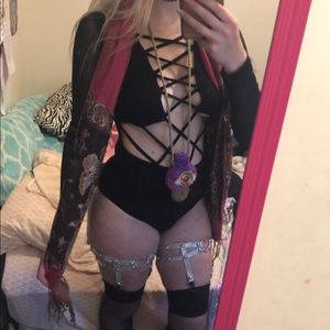 Women’s Rave Cut Black Bodysuit Size Medium